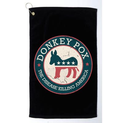 Donkey Pox The Disease Killing America Funny Meme Round Blue And Red With White Golf Towel