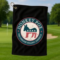 Donkey Pox The Disease Killing America Funny Meme Round Blue And Red With White Golf Towel