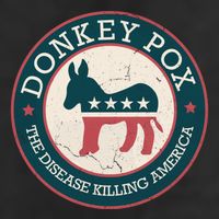 Donkey Pox The Disease Killing America Funny Meme Round Blue And Red With White Golf Towel