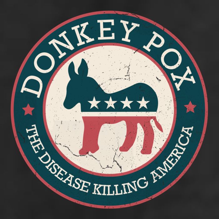 Donkey Pox The Disease Killing America Funny Meme Round Blue And Red With White Golf Towel