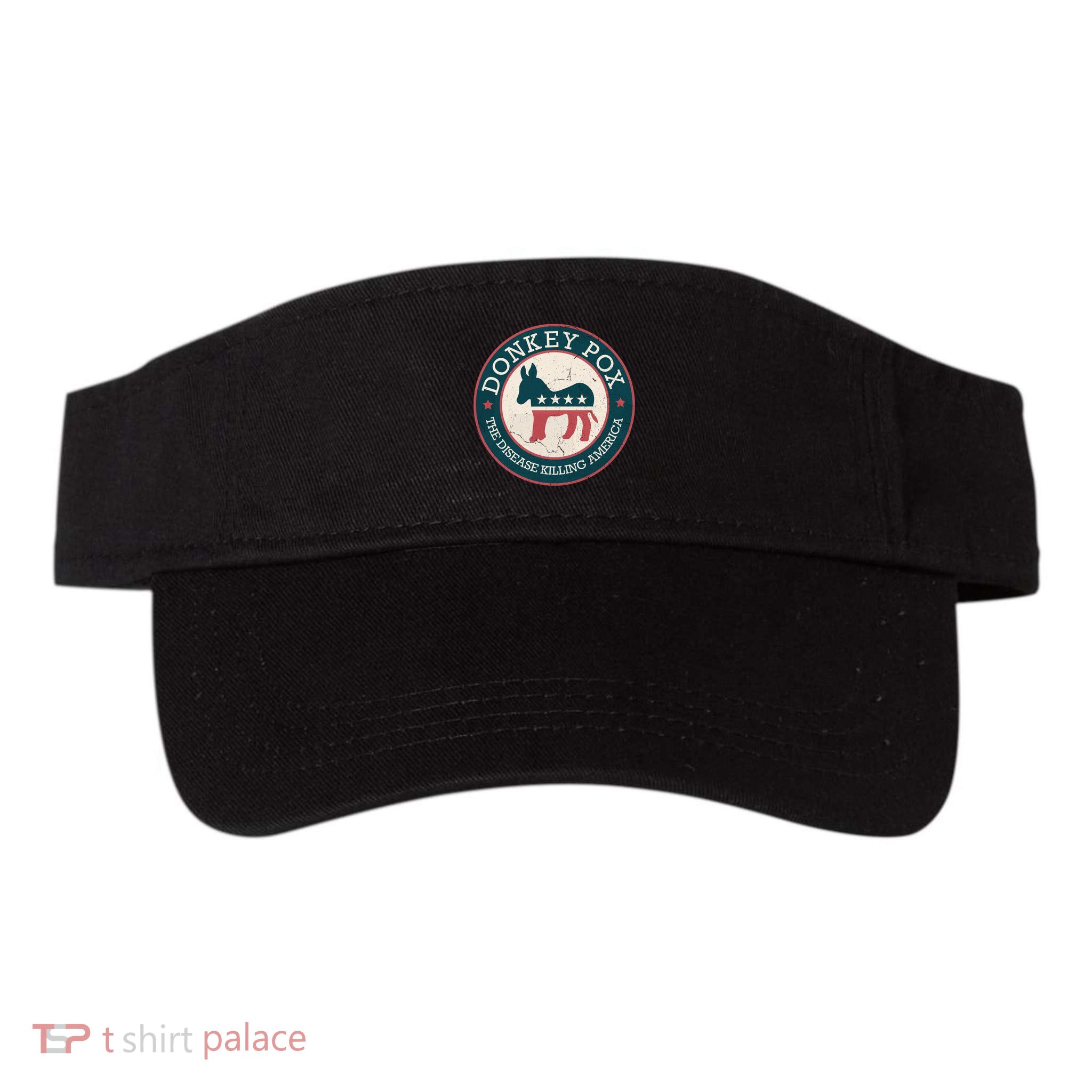 Donkey Pox The Disease Killing America Funny Meme Round Blue And Red With White Visor
