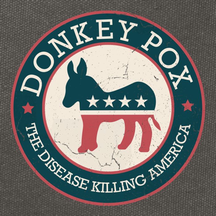 Donkey Pox The Disease Killing America Funny Meme Round Blue And Red With White Cotton Canvas Backpack