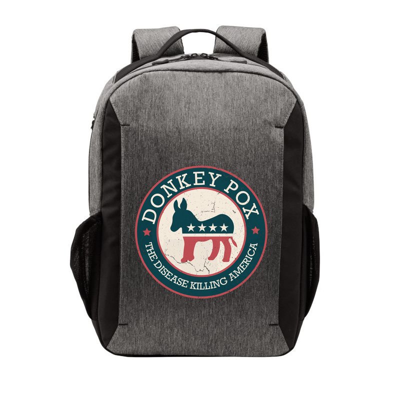 Donkey Pox The Disease Killing America Funny Meme Round Blue And Red With White Vector Backpack