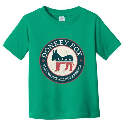 Donkey Pox The Disease Killing America Funny Meme Round Blue And Red With White Toddler T-Shirt