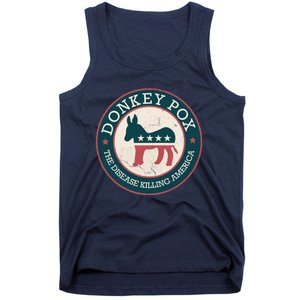 Donkey Pox The Disease Killing America Funny Meme Round Blue And Red With White Tank Top