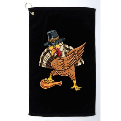 Dabbing Pilgrim Turkey Fried Chicken Thanksgiving Gift Platinum Collection Golf Towel