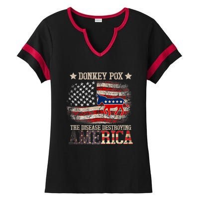 Donkey Pox The Disease Destroying America Funny Ladies Halftime Notch Neck Tee