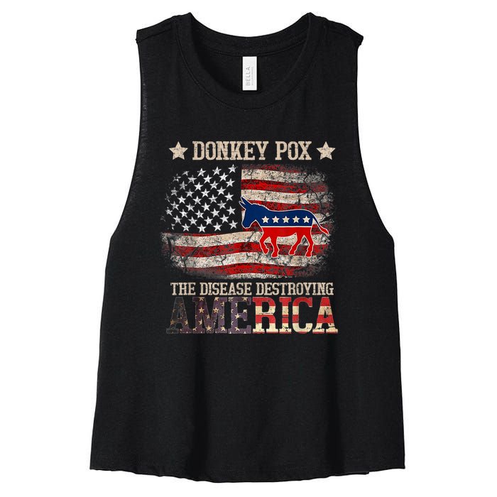 Donkey Pox The Disease Destroying America Funny Women's Racerback Cropped Tank