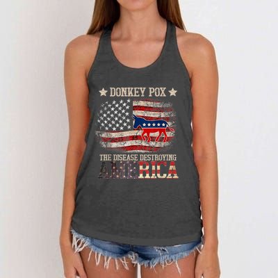 Donkey Pox The Disease Destroying America Funny Women's Knotted Racerback Tank