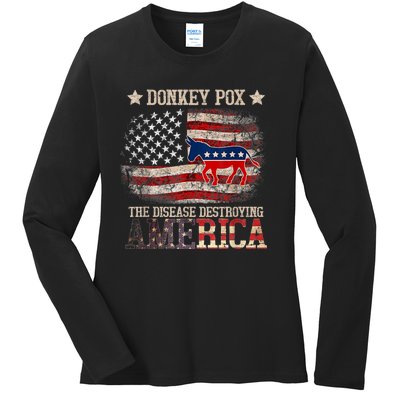 Donkey Pox The Disease Destroying America Funny Ladies Long Sleeve Shirt