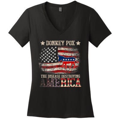 Donkey Pox The Disease Destroying America Funny Women's V-Neck T-Shirt