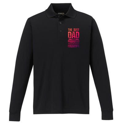 Dad Promoted To Grandpa With Dad Grandpa Funny Gift Performance Long Sleeve Polo