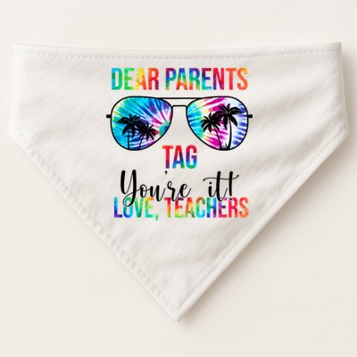 Dear Parents Tag Youre It Love Teachers Funny Summer USA-Made Doggie Bandana