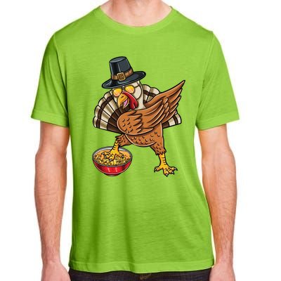 Dabbing Pilgrim Turkey Mac And Cheese Thanksgiving Gift Adult ChromaSoft Performance T-Shirt