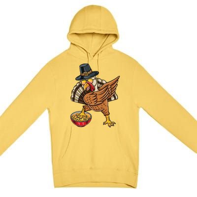 Dabbing Pilgrim Turkey Mac And Cheese Thanksgiving Gift Premium Pullover Hoodie