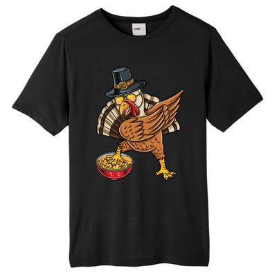 Dabbing Pilgrim Turkey Mac And Cheese Thanksgiving Gift Tall Fusion ChromaSoft Performance T-Shirt