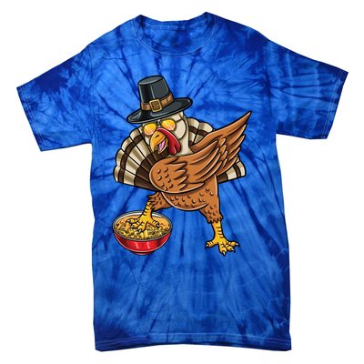 Dabbing Pilgrim Turkey Mac And Cheese Thanksgiving Gift Tie-Dye T-Shirt