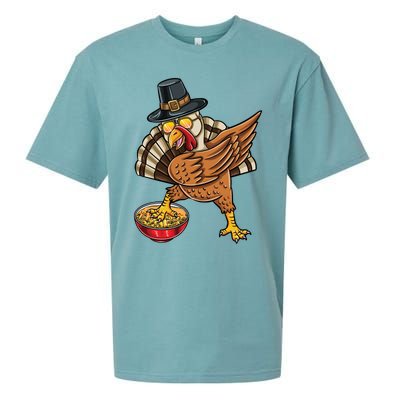 Dabbing Pilgrim Turkey Mac And Cheese Thanksgiving Gift Sueded Cloud Jersey T-Shirt