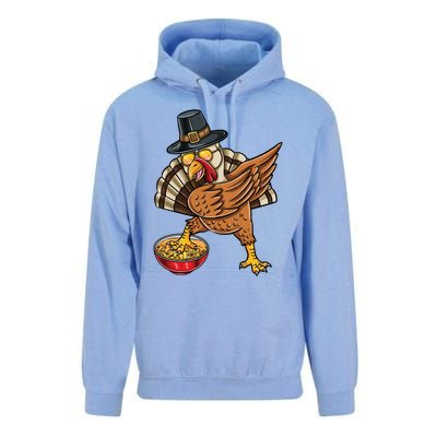 Dabbing Pilgrim Turkey Mac And Cheese Thanksgiving Gift Unisex Surf Hoodie