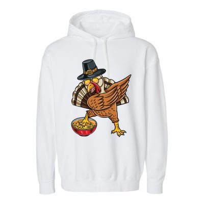 Dabbing Pilgrim Turkey Mac And Cheese Thanksgiving Gift Garment-Dyed Fleece Hoodie