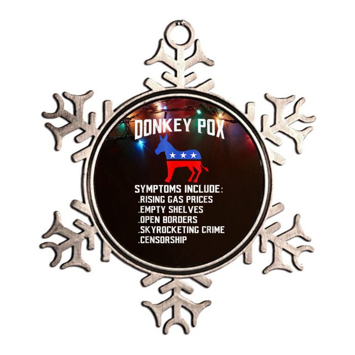 Donkey Pox The Disease Destroying America Funny Anti Biden Metallic Star Ornament