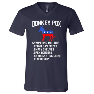 Donkey Pox The Disease Destroying America Funny Anti Biden V-Neck T-Shirt