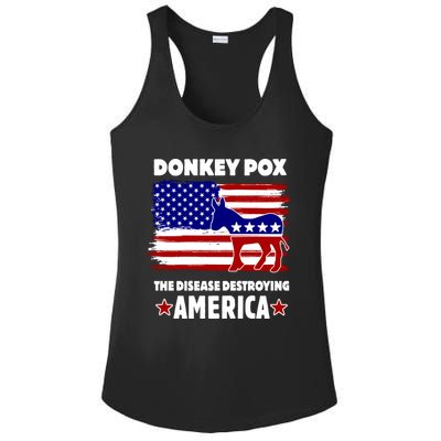 Donkey Pox The Real Problem Destroying America USA Funny Ladies PosiCharge Competitor Racerback Tank