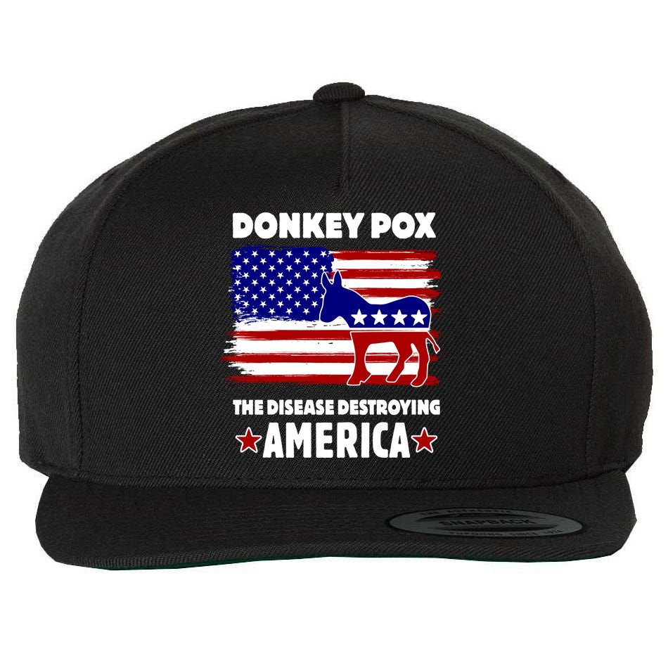 Donkey Pox The Real Problem Destroying America USA Funny Wool Snapback Cap