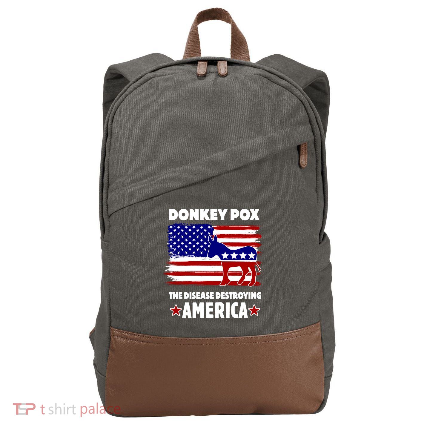 Donkey Pox The Real Problem Destroying America USA Funny Cotton Canvas Backpack