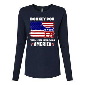 Donkey Pox The Real Problem Destroying America USA Funny Womens Cotton Relaxed Long Sleeve T-Shirt