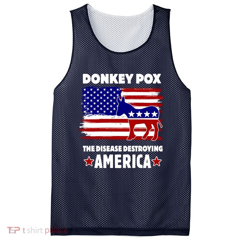 Donkey Pox The Real Problem Destroying America USA Funny Mesh Reversible Basketball Jersey Tank