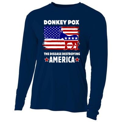 Donkey Pox The Real Problem Destroying America USA Funny Cooling Performance Long Sleeve Crew