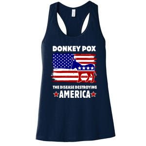 Donkey Pox The Real Problem Destroying America USA Funny Women's Racerback Tank