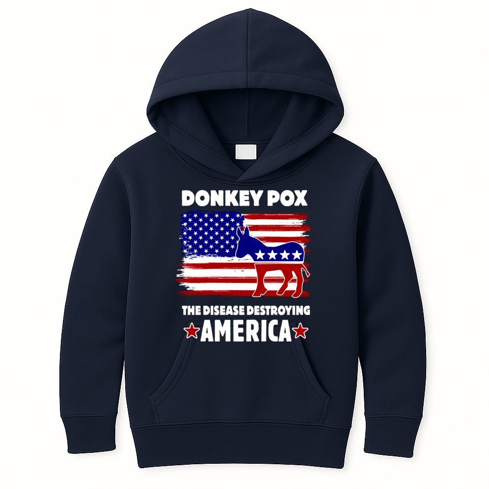 Donkey Pox The Real Problem Destroying America USA Funny Kids Hoodie
