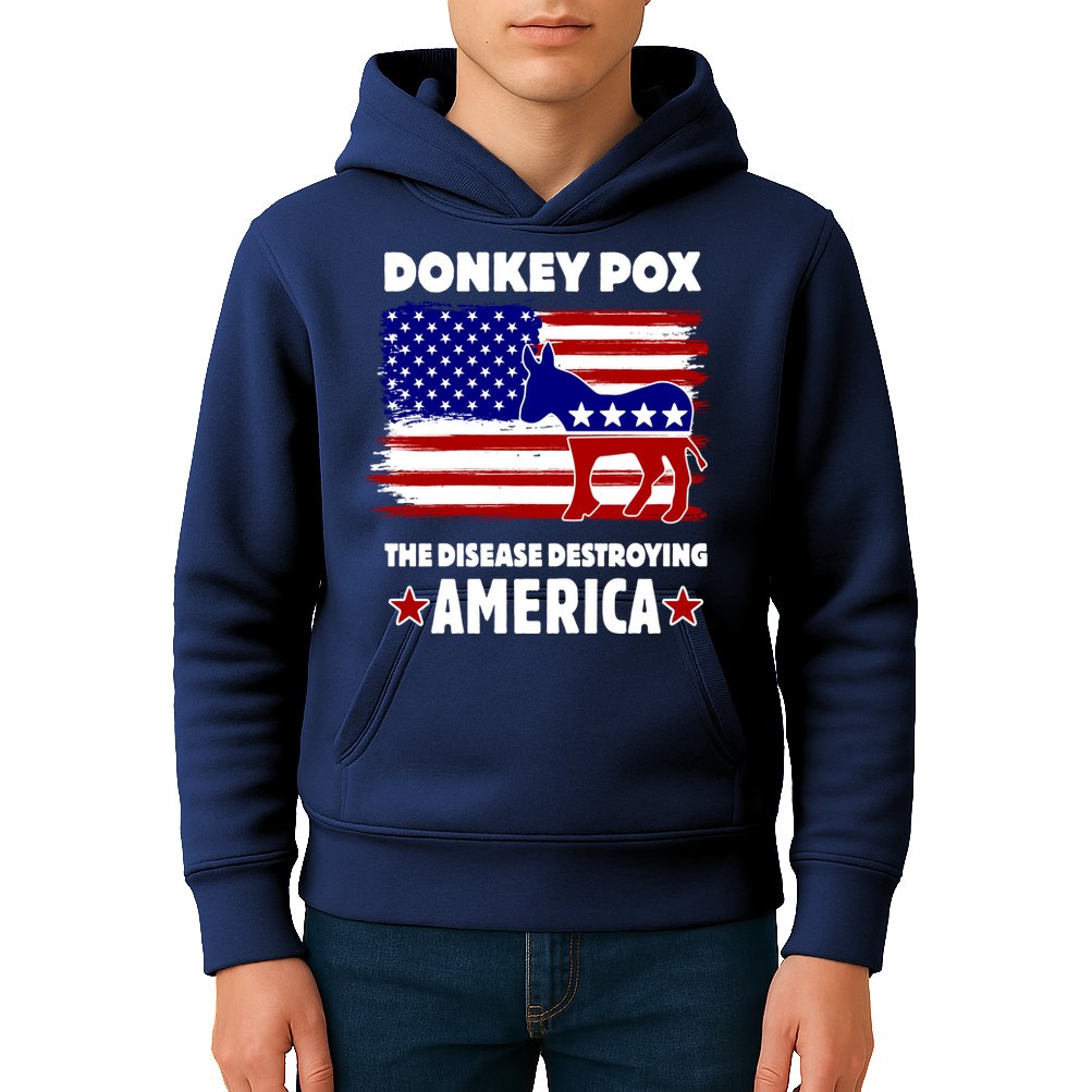 Donkey Pox The Real Problem Destroying America USA Funny Kids Hoodie