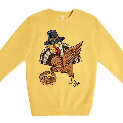 Dabbing Pilgrim Turkey Apple Pie Thanksgiving Gift Premium Crewneck Sweatshirt