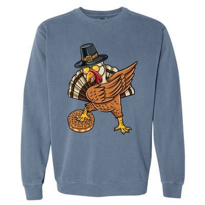 Dabbing Pilgrim Turkey Apple Pie Thanksgiving Gift Garment-Dyed Sweatshirt