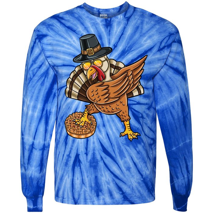 Dabbing Pilgrim Turkey Apple Pie Thanksgiving Gift Tie-Dye Long Sleeve Shirt