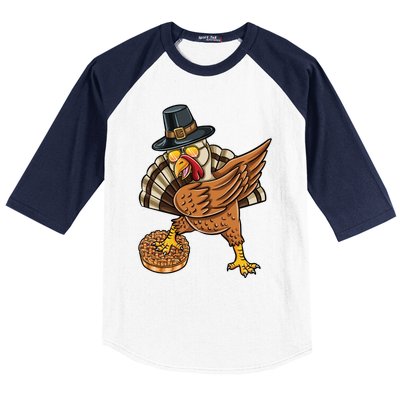 Dabbing Pilgrim Turkey Apple Pie Thanksgiving Gift Baseball Sleeve Shirt