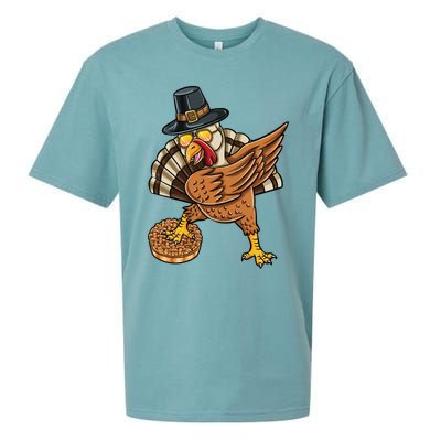 Dabbing Pilgrim Turkey Apple Pie Thanksgiving Gift Sueded Cloud Jersey T-Shirt