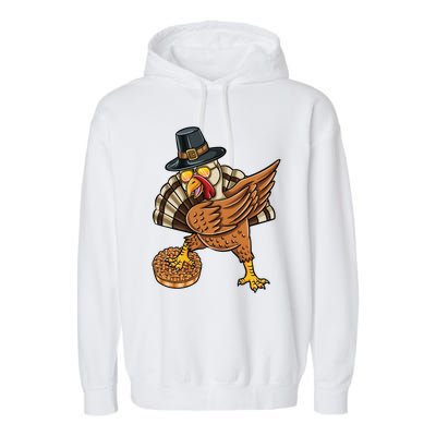 Dabbing Pilgrim Turkey Apple Pie Thanksgiving Gift Garment-Dyed Fleece Hoodie