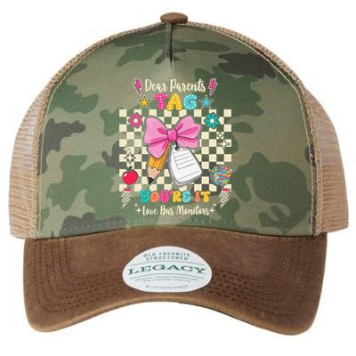 Dear Parents Tag Youre It Love Bus Monitors Coquette Bow Legacy Tie Dye Trucker Hat