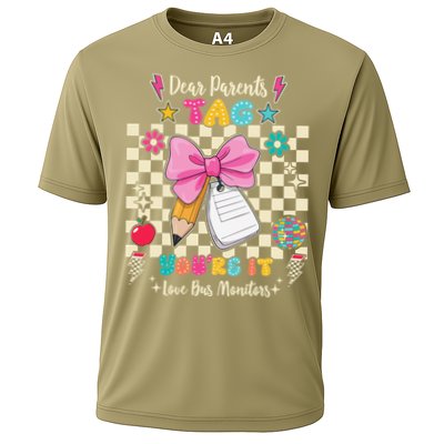 Dear Parents Tag Youre It Love Bus Monitors Coquette Bow Performance Shirt