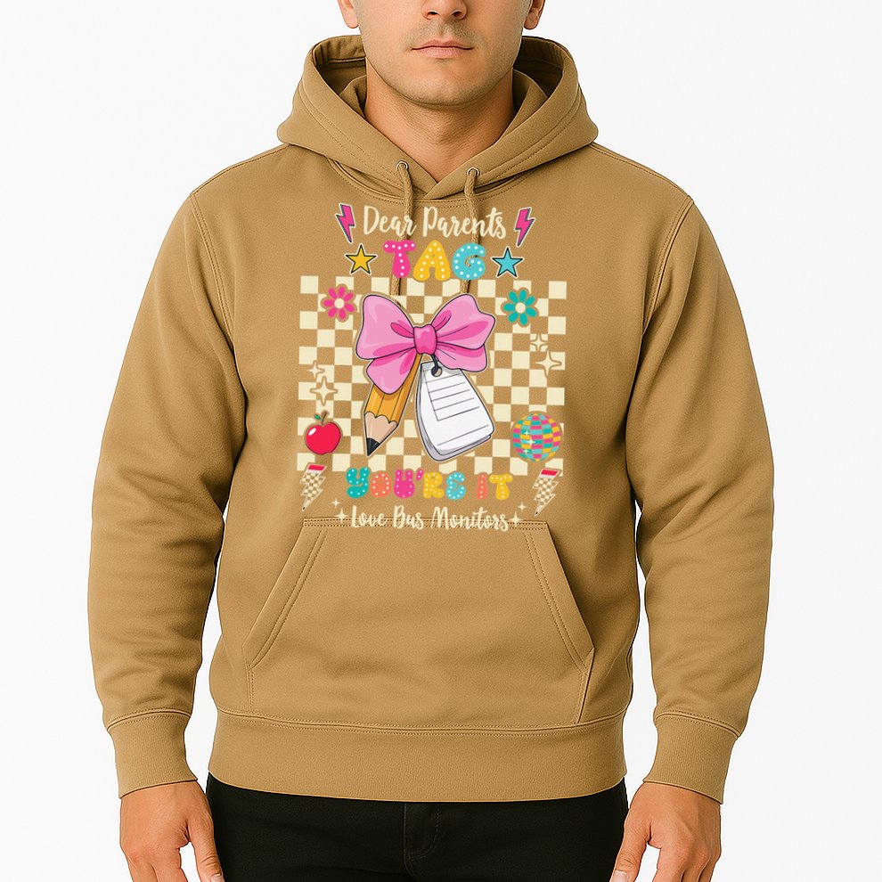 Dear Parents Tag Youre It Love Bus Monitors Coquette Bow Hoodie