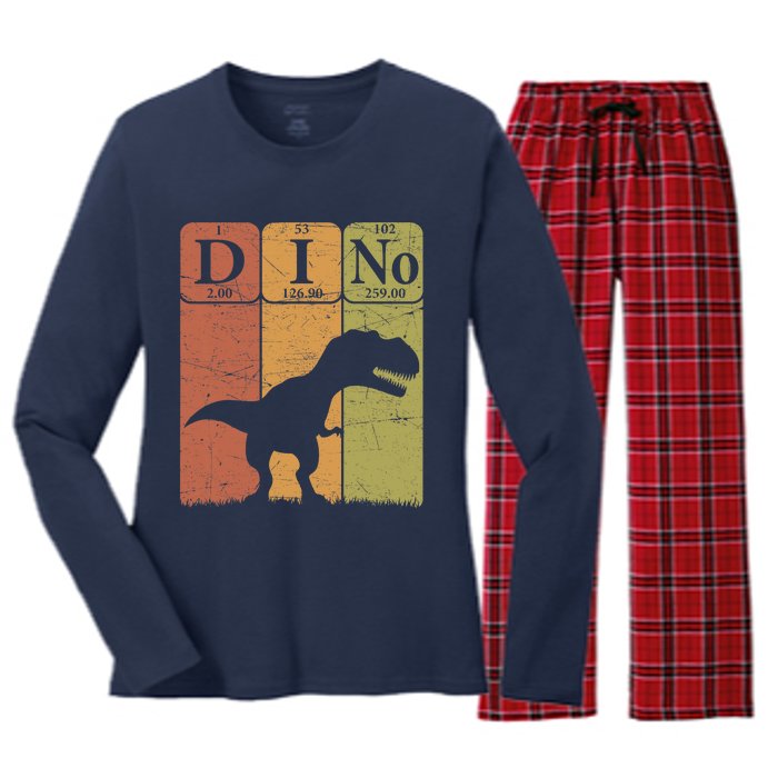 Dinosaur Periodic Table Elements T Rex Dino Paleontologist Women's Long Sleeve Flannel Pajama Set 