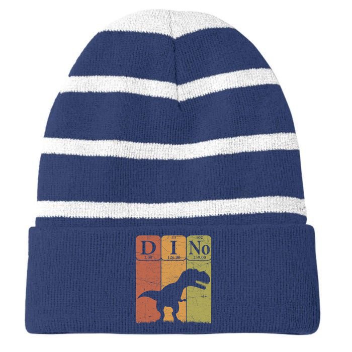 Dinosaur Periodic Table Elements T Rex Dino Paleontologist Striped Beanie with Solid Band