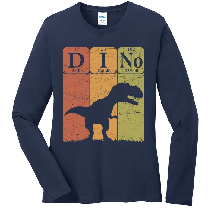 Dinosaur Periodic Table Elements T Rex Dino Paleontologist Ladies Long Sleeve Shirt