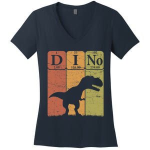 Dinosaur Periodic Table Elements T Rex Dino Paleontologist Women's V-Neck T-Shirt