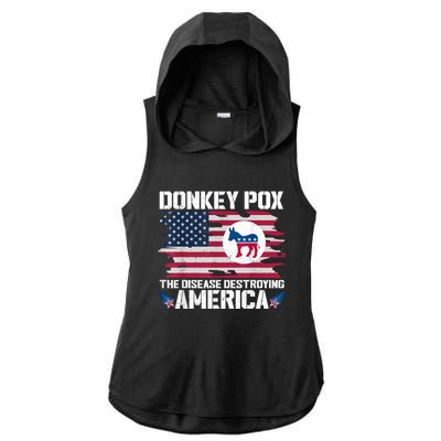 Donkey Pox The Disease Destroying America Funny Anti Biden Ladies PosiCharge Tri-Blend Wicking Draft Hoodie Tank