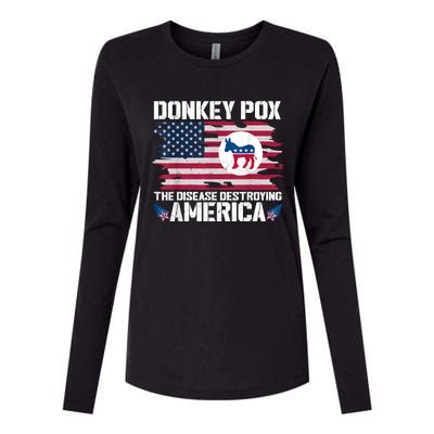 Donkey Pox The Disease Destroying America Funny Anti Biden Womens Cotton Relaxed Long Sleeve T-Shirt